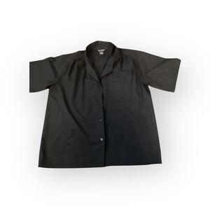 Ann Chabrol vintage 1980's Ladies Short Sleeve Black Button Up Blouse